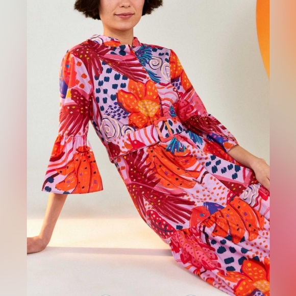 PERFECT FARM Rio Lilac Colorful Party Midi Dress - Picture 3 of 17